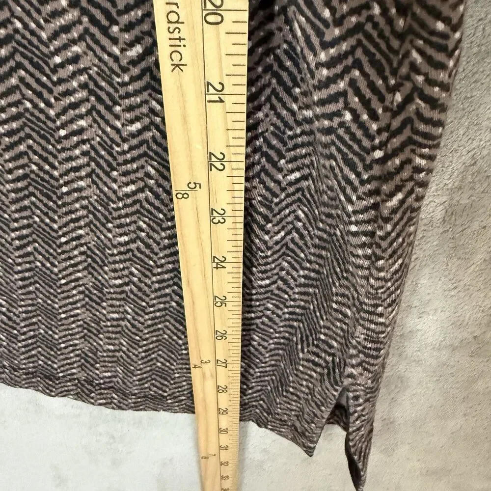 Soft Surroundings Tunic Top 2X Brown Herringbone Velvet Damask Flock 3/4 Sleeve